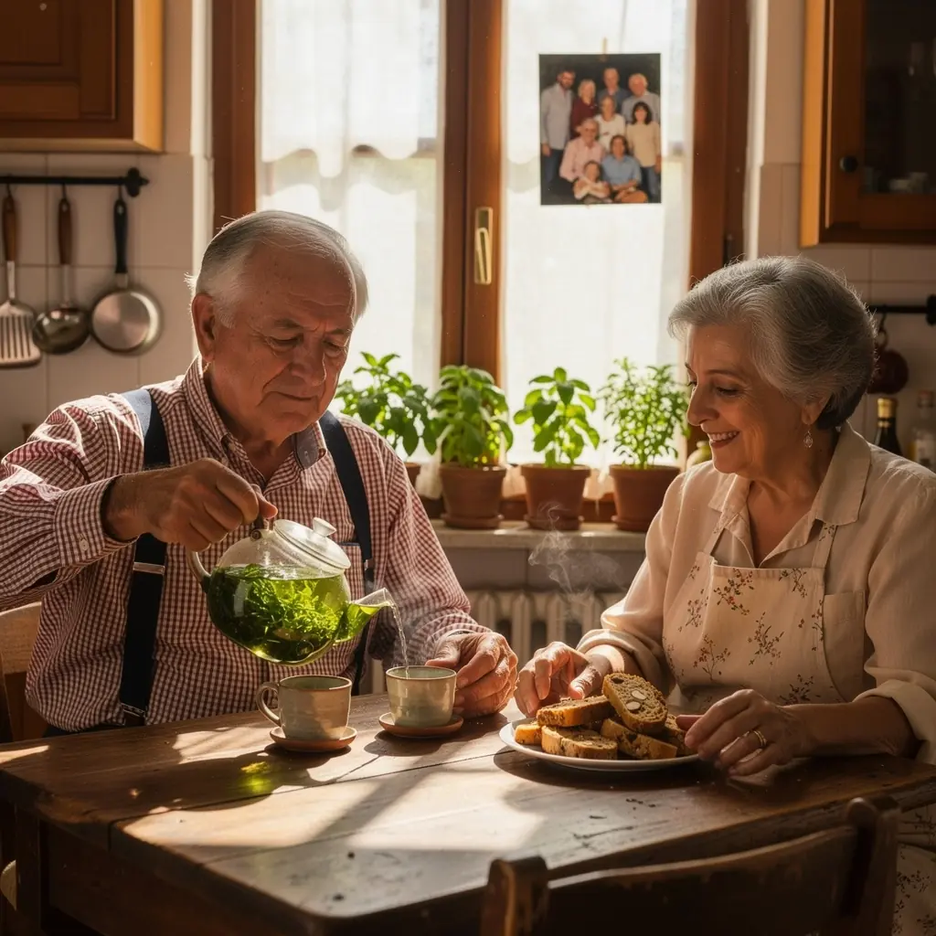 Un piatto di fette di limone accanto a una tazza di tè, per aggiungere freschezza.