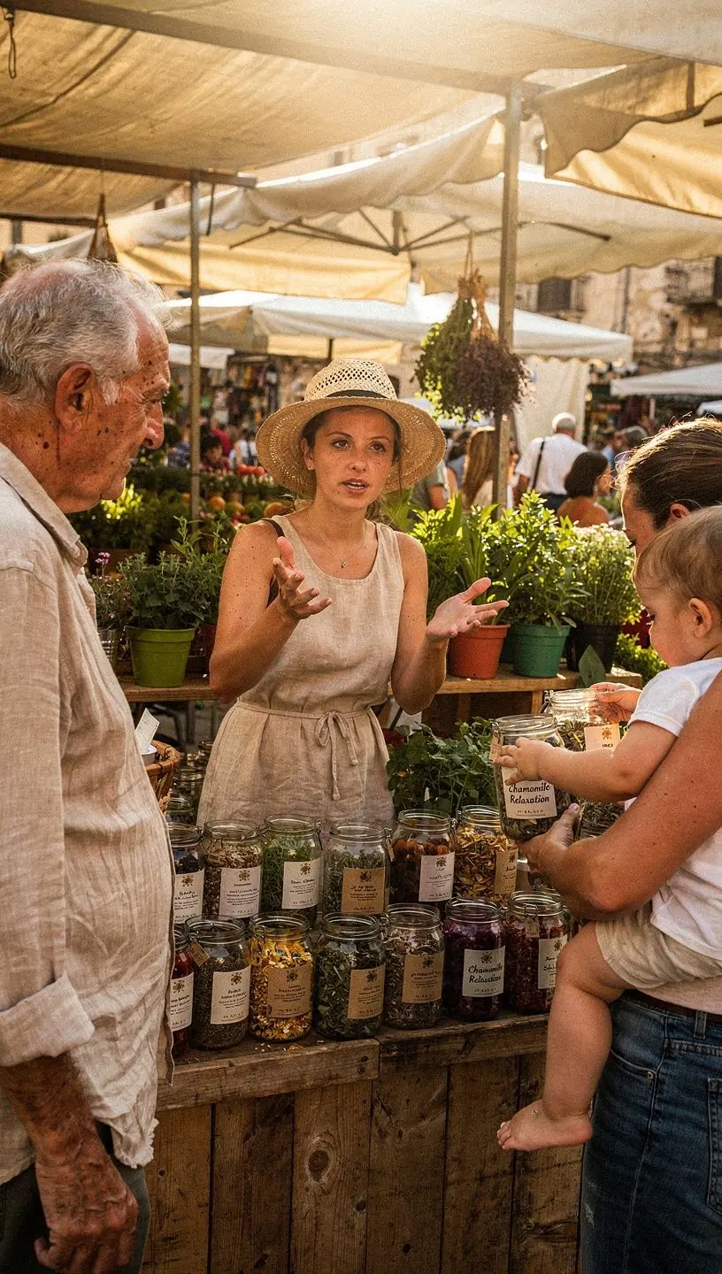 Foglie di tè essiccate e spezie disposte su un tavolo, per un'esperienza aromatica.