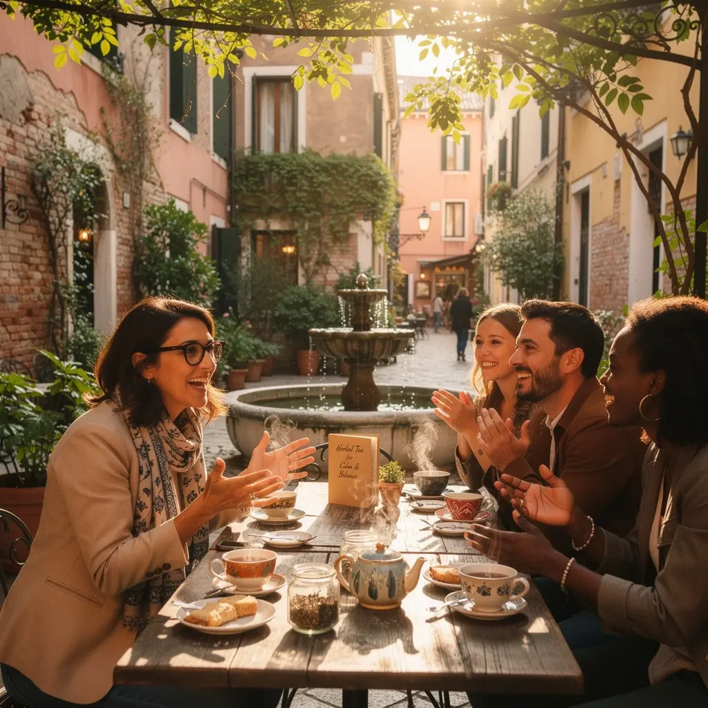 Utensili per il tè, come cucchiaini e colini, pronti per preparare una bevanda sana.